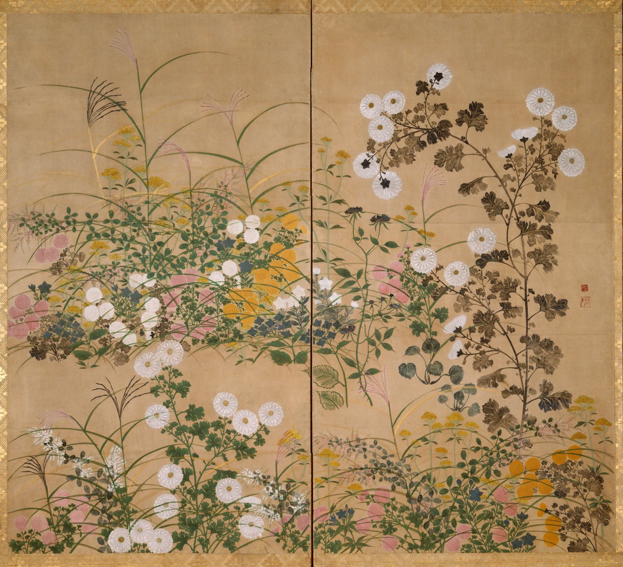 Important Art Object: Flowering Plants in Autumn by Ogata Korin