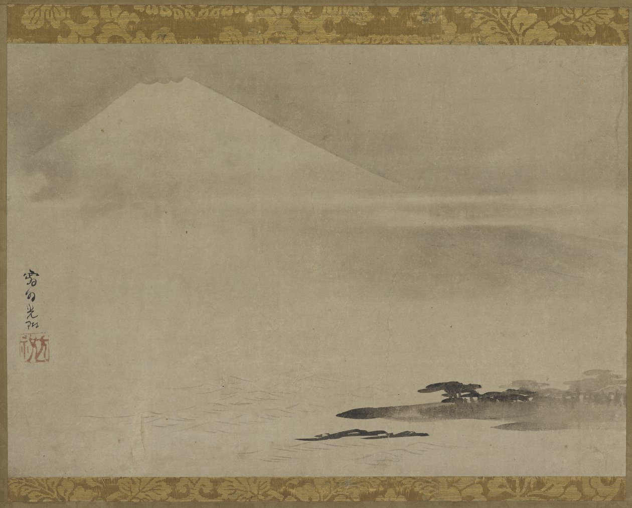 Landscape: Mt. Fuji from the Sea, Hanging Scroll (Mounted on Panel), Late 17th-Early 18th Century by Ogata Korin