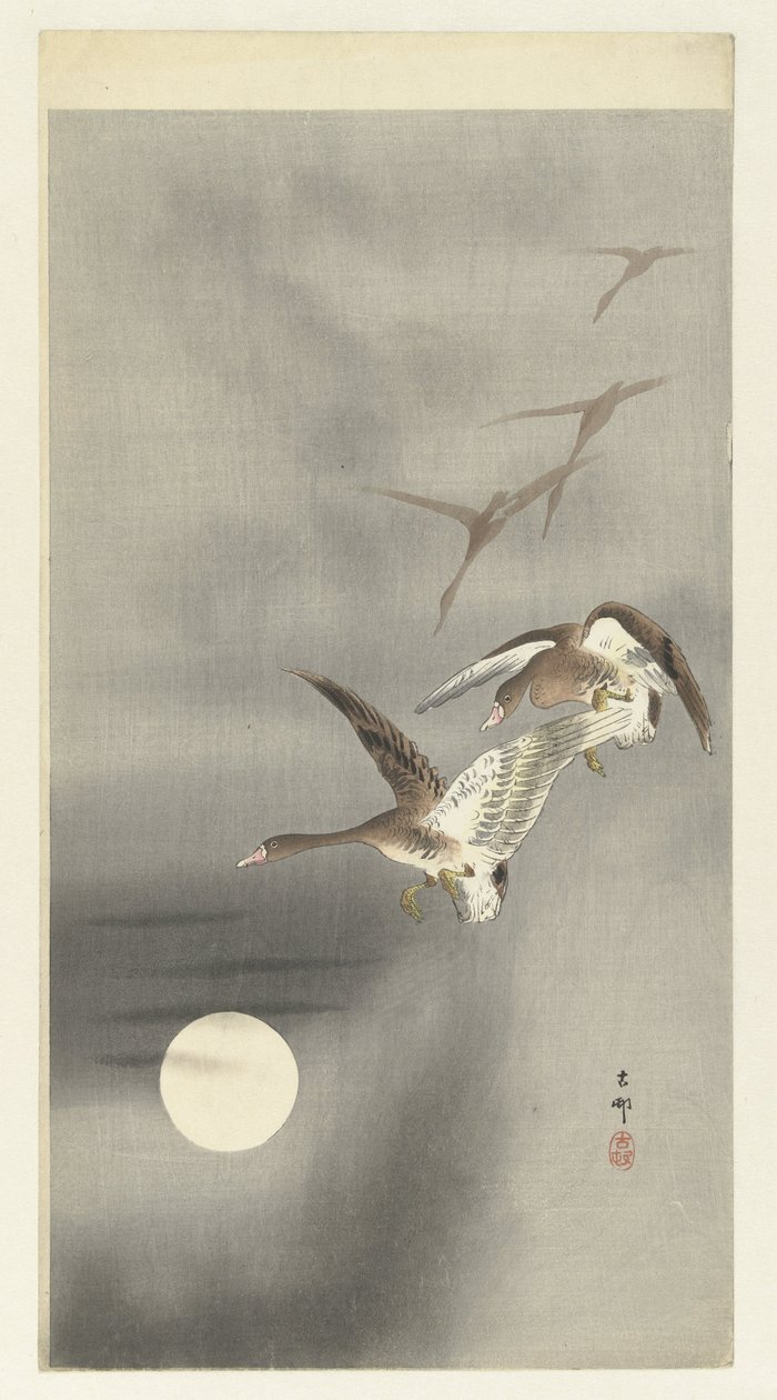 Geese in Flight by Ohara Koson