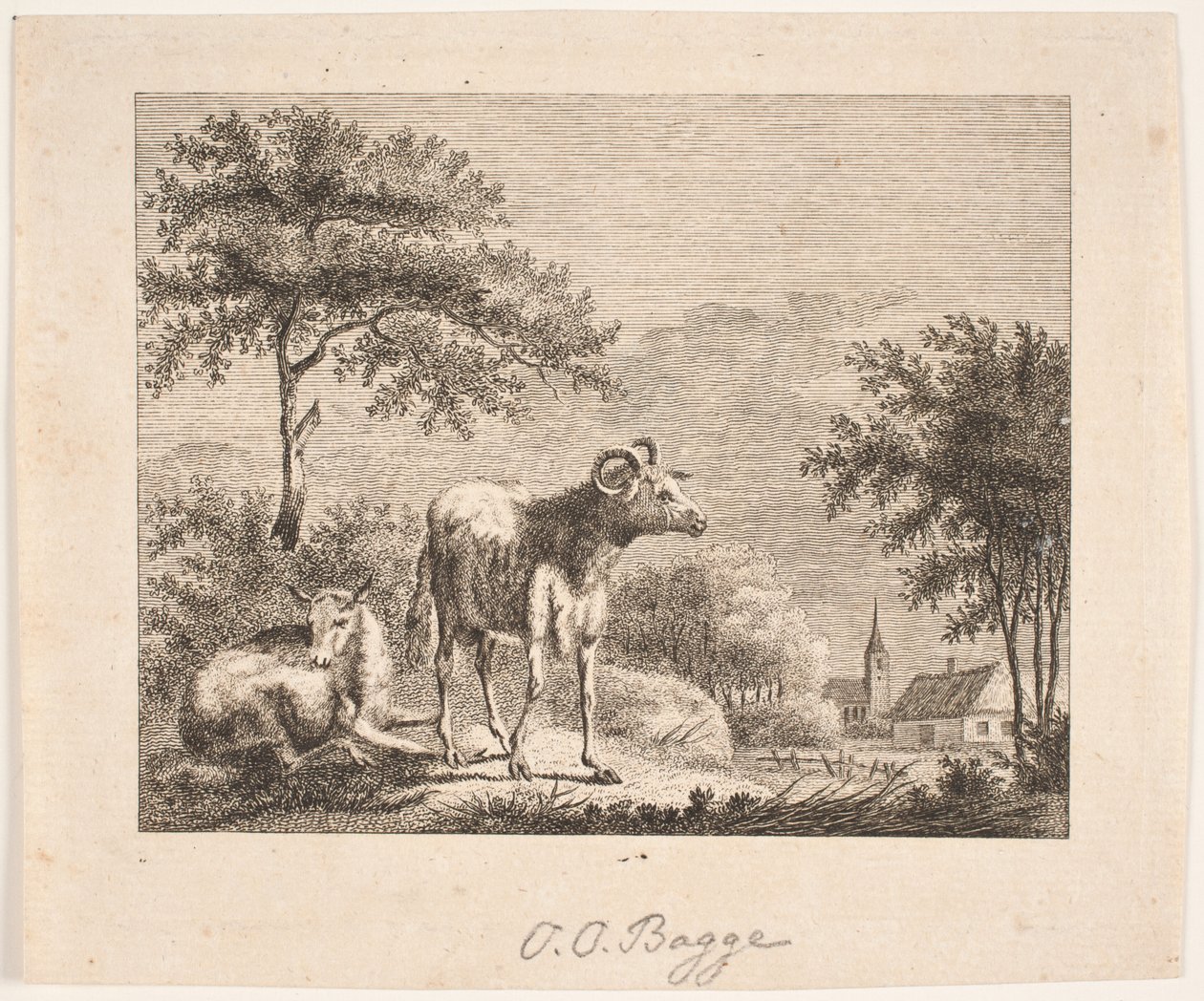 Landscape with Sheep by Oluf Olufsen Bagge