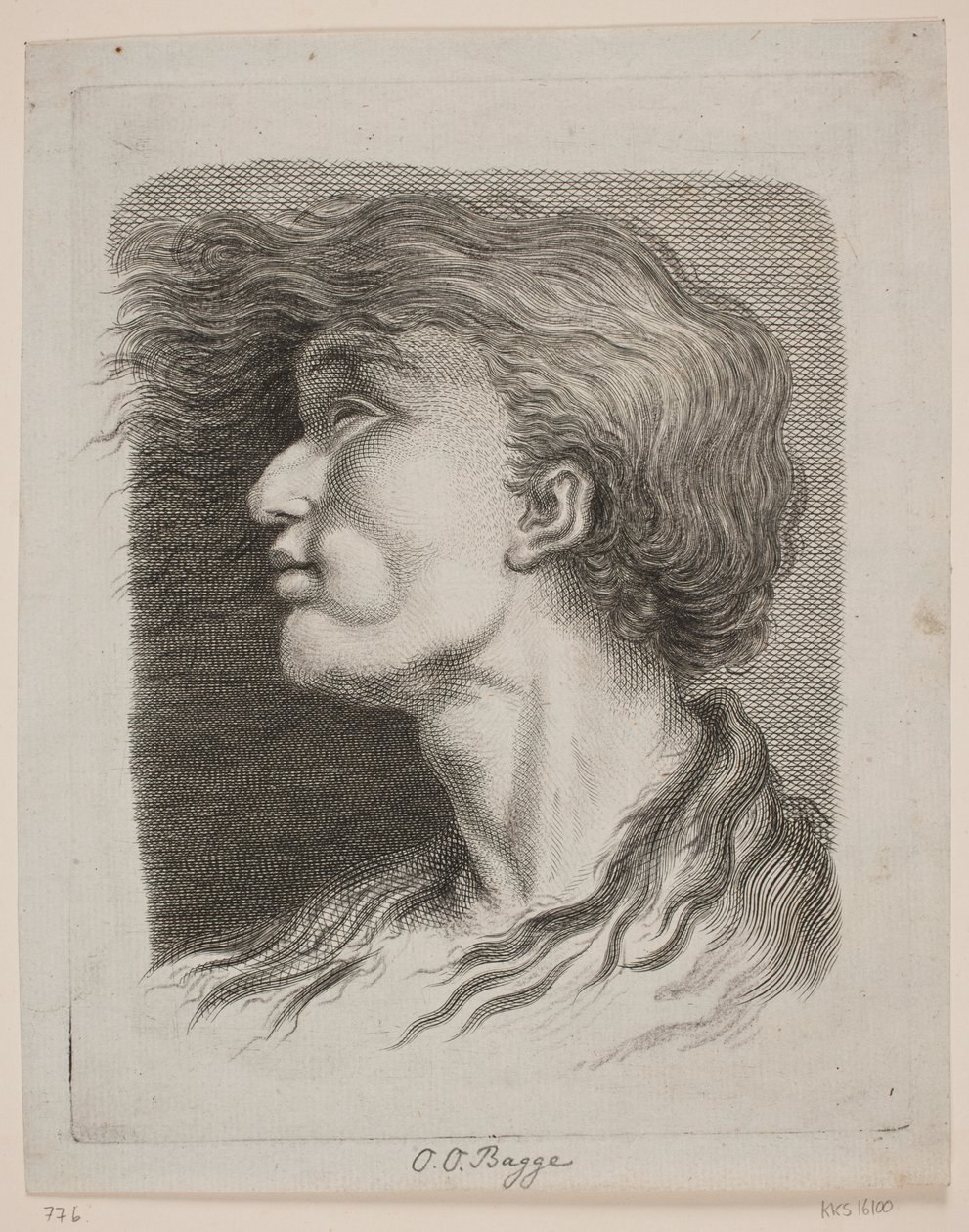 Portrait of a Man with Flowing Hair by Oluf Olufsen Bagge