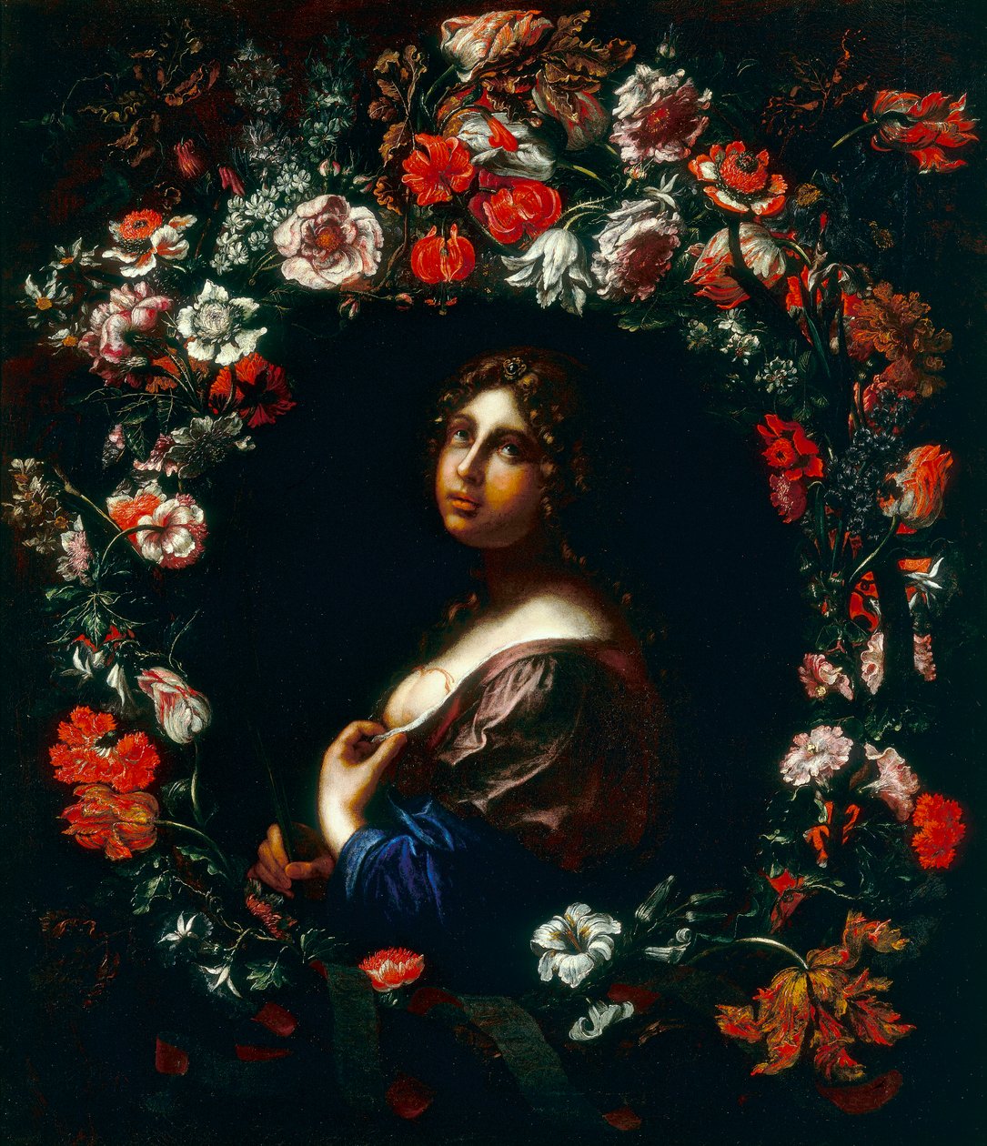 Saint Agatha Enveloped in a Floral Garland by Onorio and Scacciati Marinari