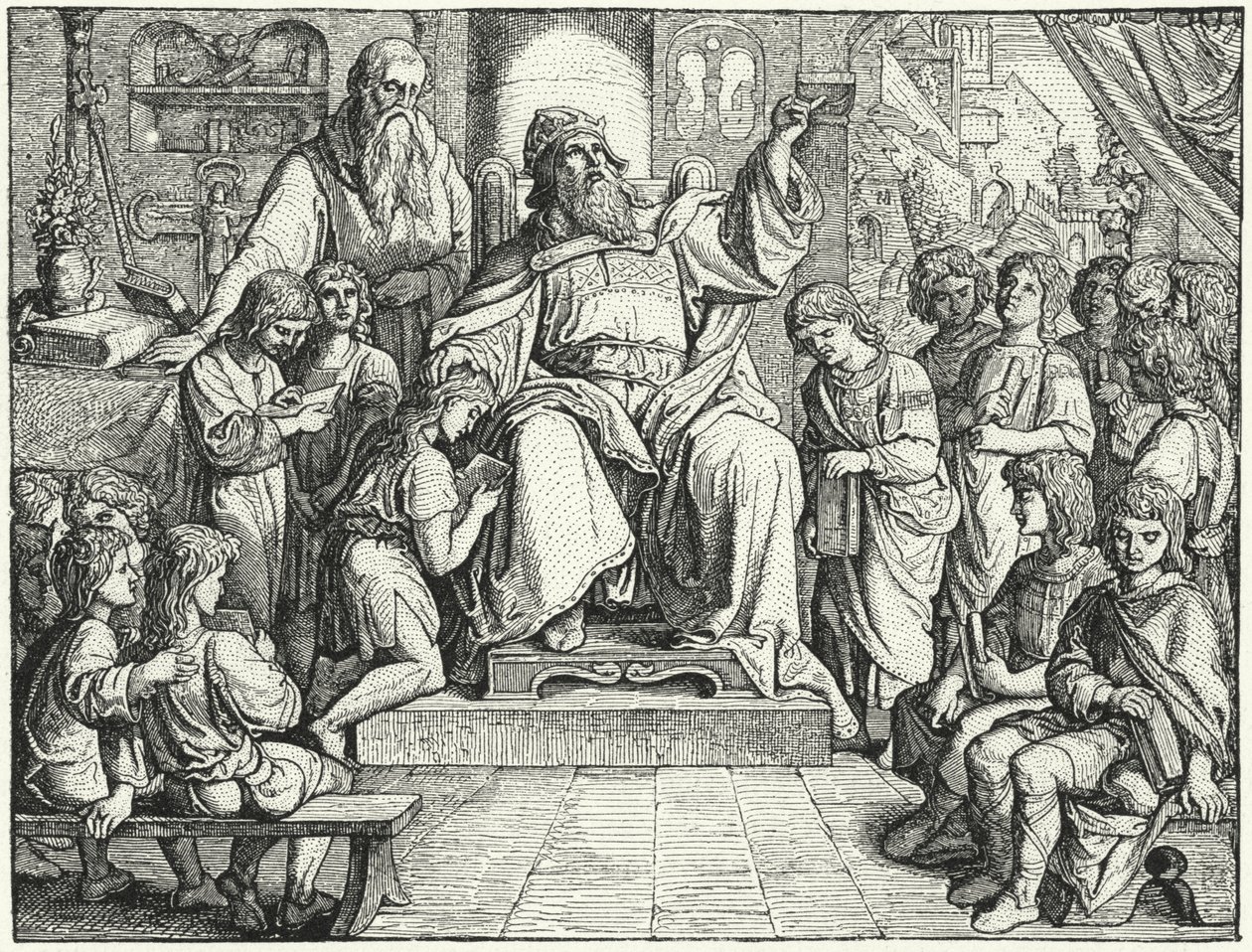 Charlemagne Teaching Children at His Court by Oskar Pletsch