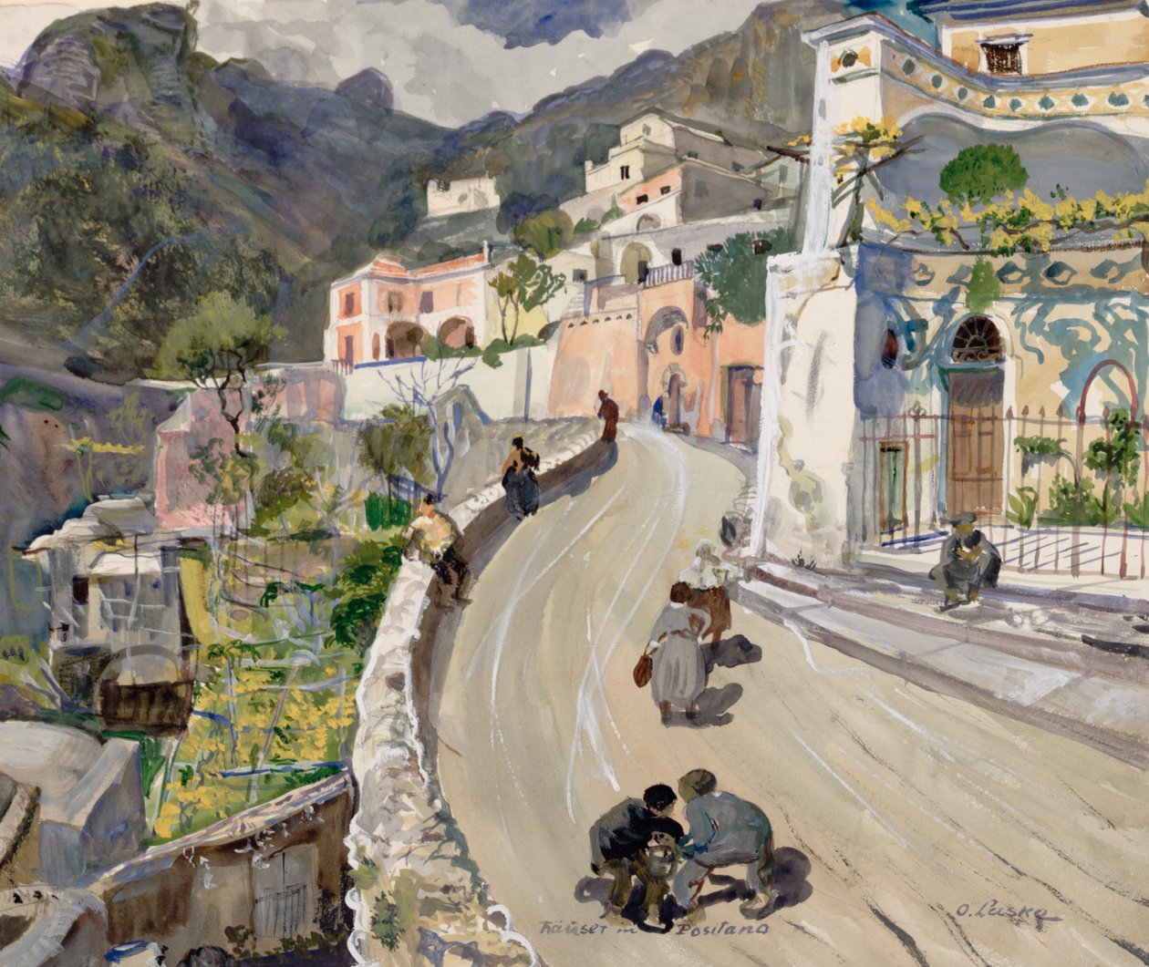 View of Positano by Oskar Laske