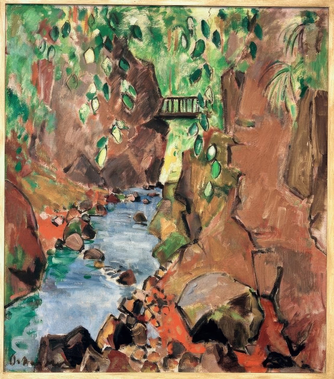Wölfelsfall with Bridge by Oskar Moll