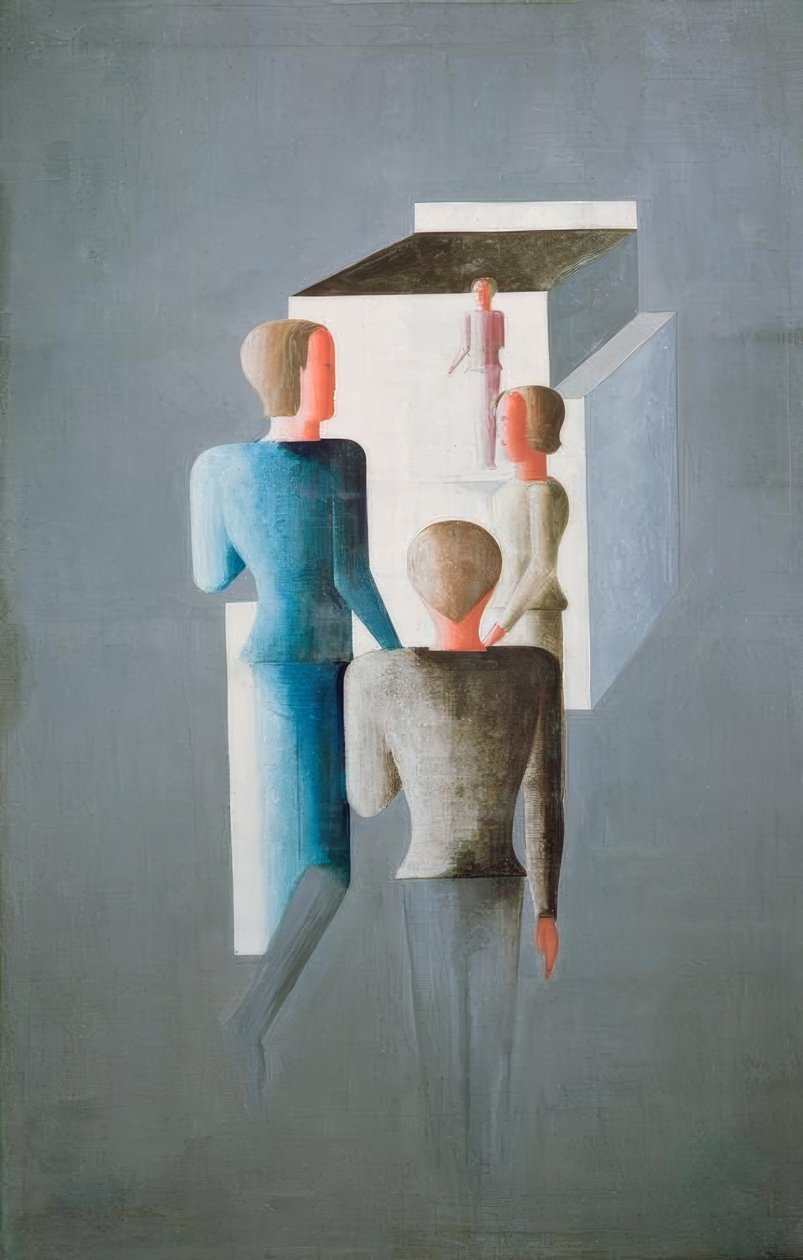 Four Figures and Cube by Oskar Schlemmer