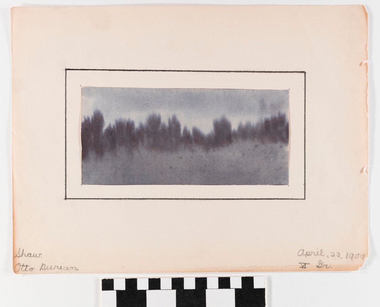 Shades of Blue Watercolor Image Mounted on Paper by Otto Burian