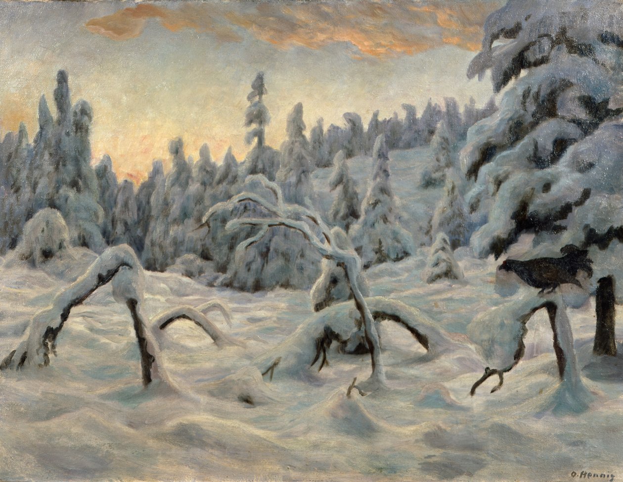 Spruce Forest After Snowfall by Otto Henning