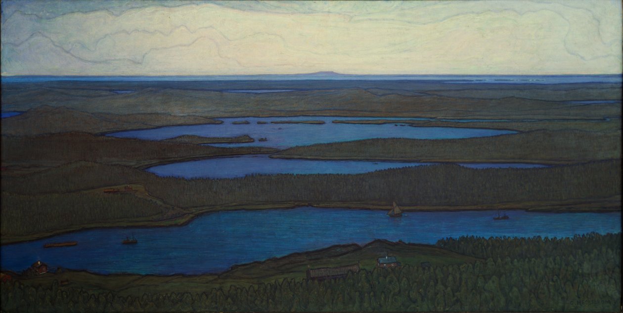 Over Forest and Lake, 1908 by Otto Hesselbom