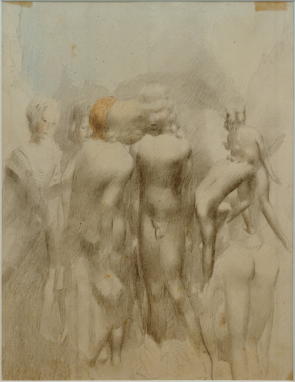 Group of Naked Boys Outdoors (Bathing) by Otto Meyer Amden