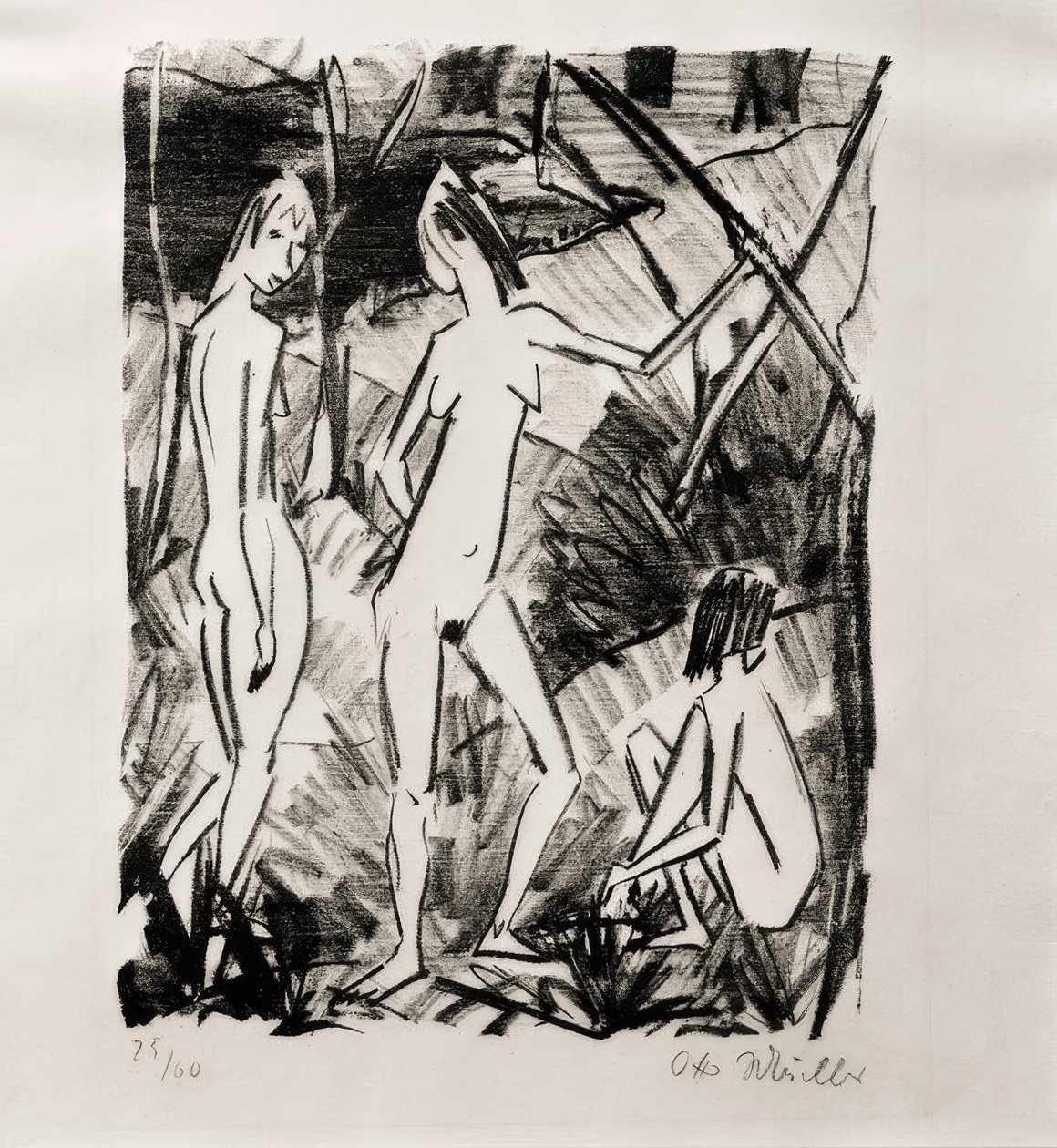 Two Standing and One Sitting Girl by Otto Mueller