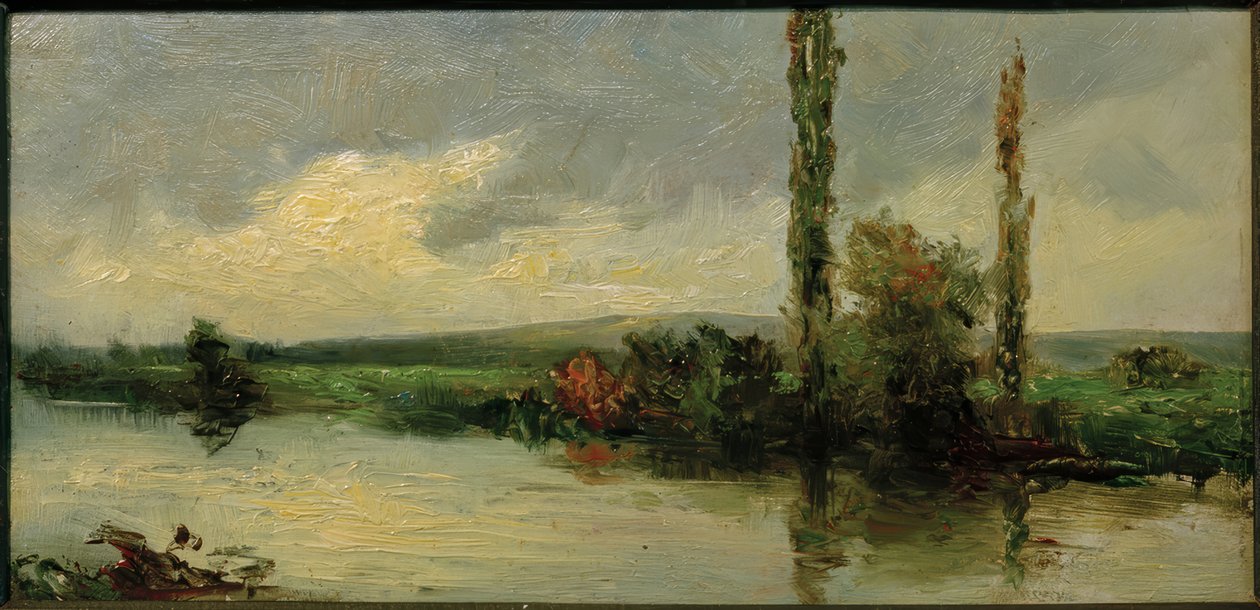 Small River Scene with Poplars by Otto Ubbelohde