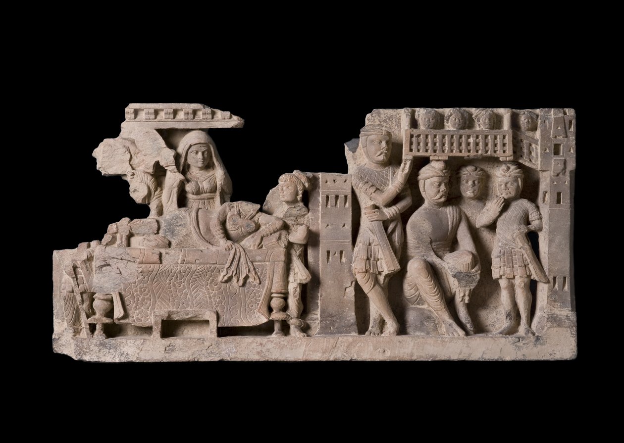 Relief panel depicting the Dream of Queen Maya, Gandhara Region by Pakistani School