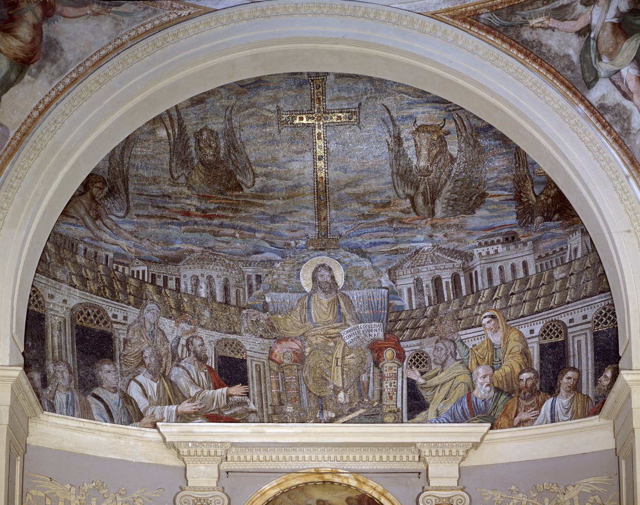 Christ Enthroned surrounded by the Apostles and Saints Pudentiana and Praxedis, in the Apse by Paleo Christian