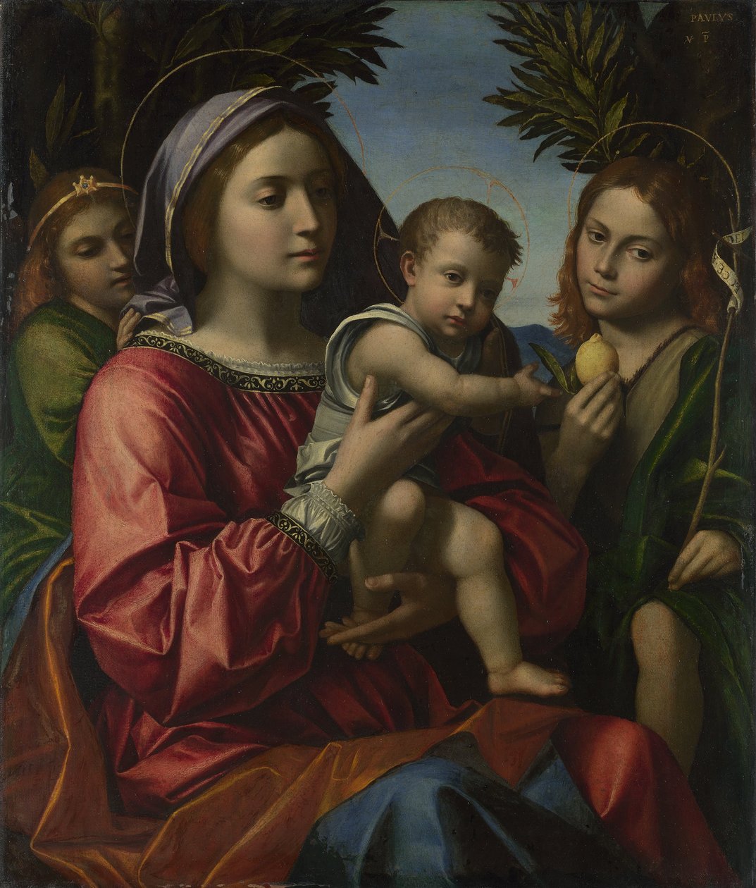 The Virgin and Child, St. John the Baptist and an Angel by Paolo Morando Cavazzola