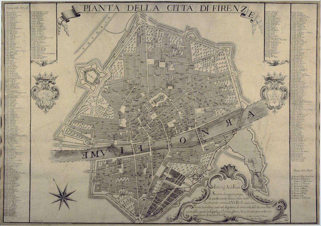 Map of Florence, 1730 by Papini