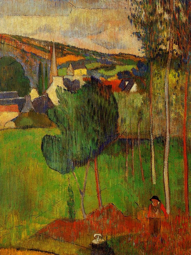 View of Pont-Aven from Lezaven by Paul Gauguin