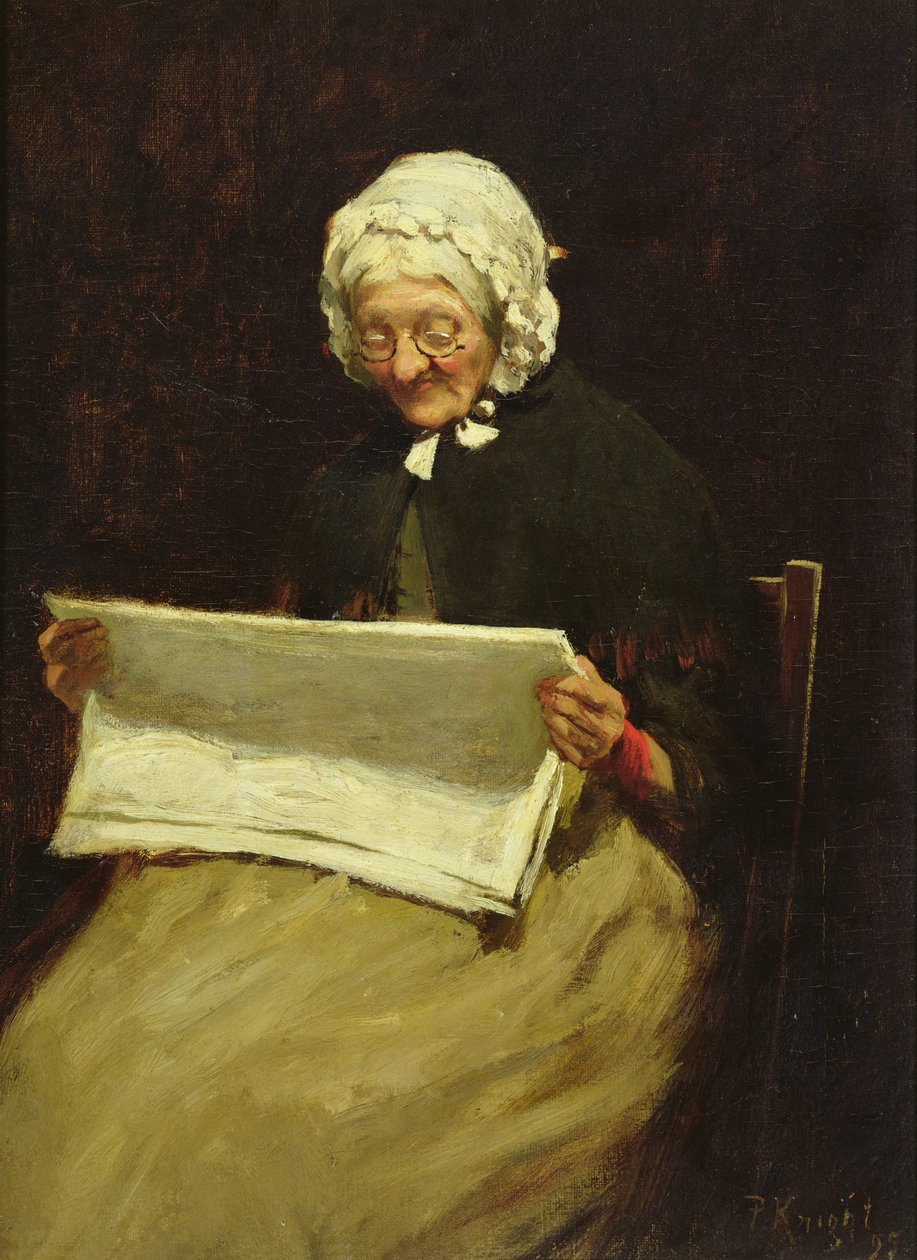 Old Woman Reading a Newspaper by Paul Knight