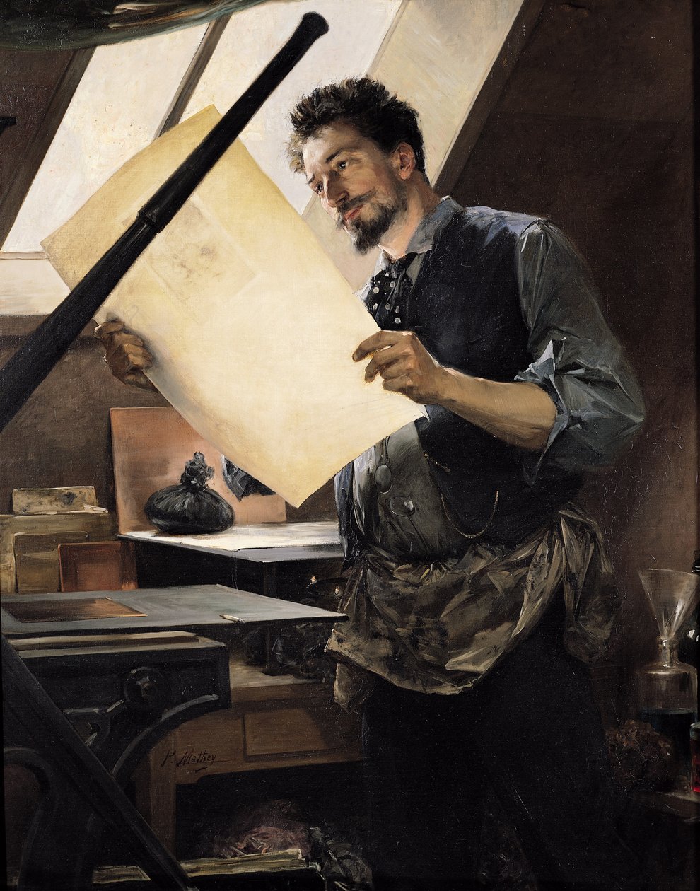 Felicien Rops in His Studio by Paul Mathey