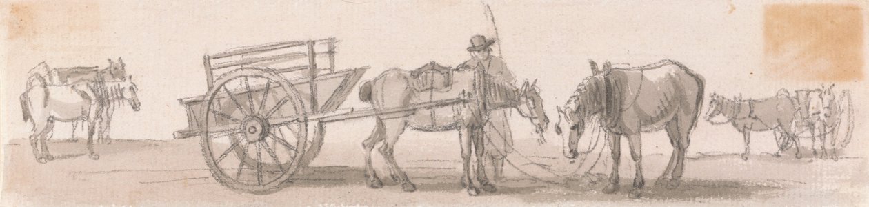 Two-Wheeled Tip-Cart with Horses by Paul Sandby