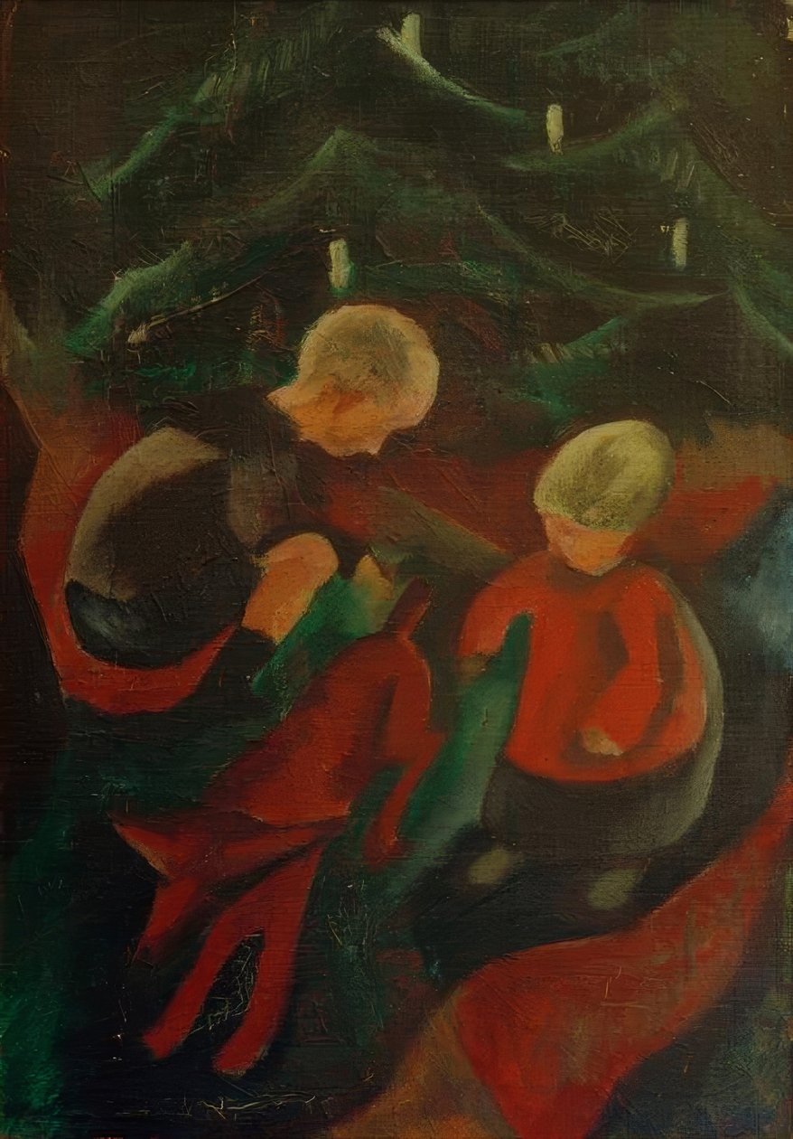 Two Children Under the Christmas Tree by Paul Adolf Seehaus