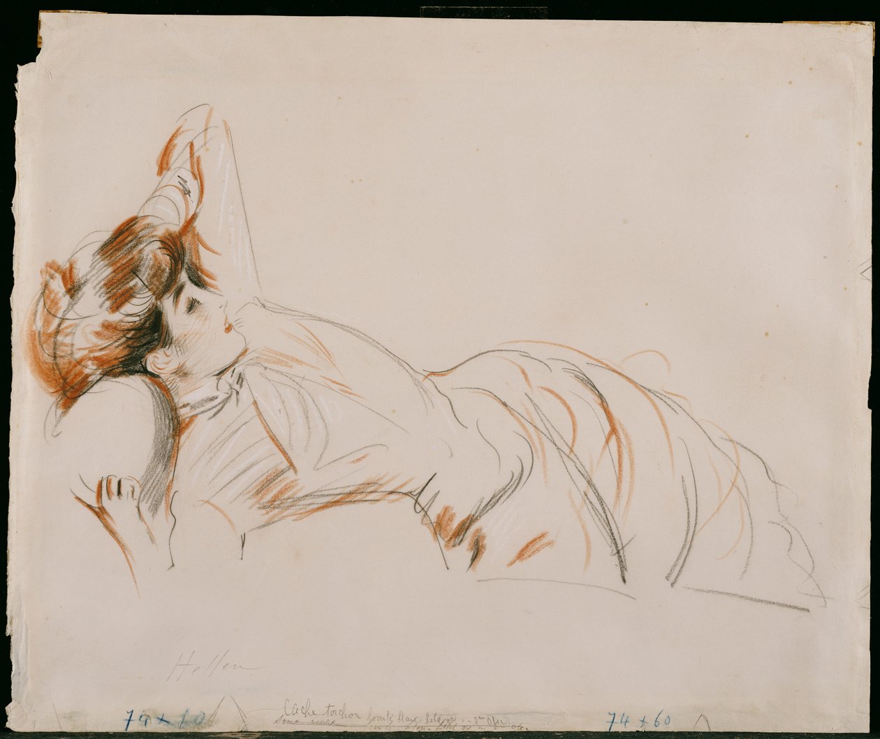 An Elegant Lady Reclining by Paul Cesar Helleu