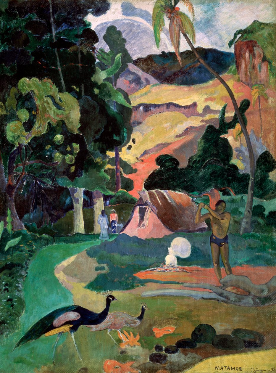 Matamoe Death. Landscape with Peacocks by Paul Gauguin