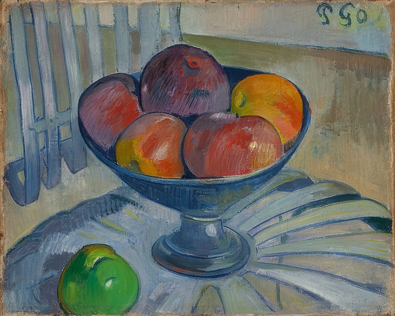 Bowl of Fruit on a Garden Chair by Paul Gauguin