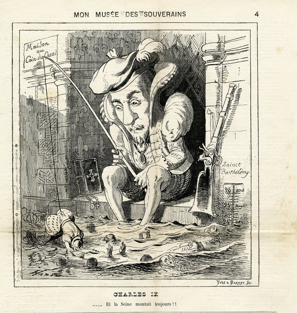 Caricature of Charles IX in Le Charivari by Paul Hadol