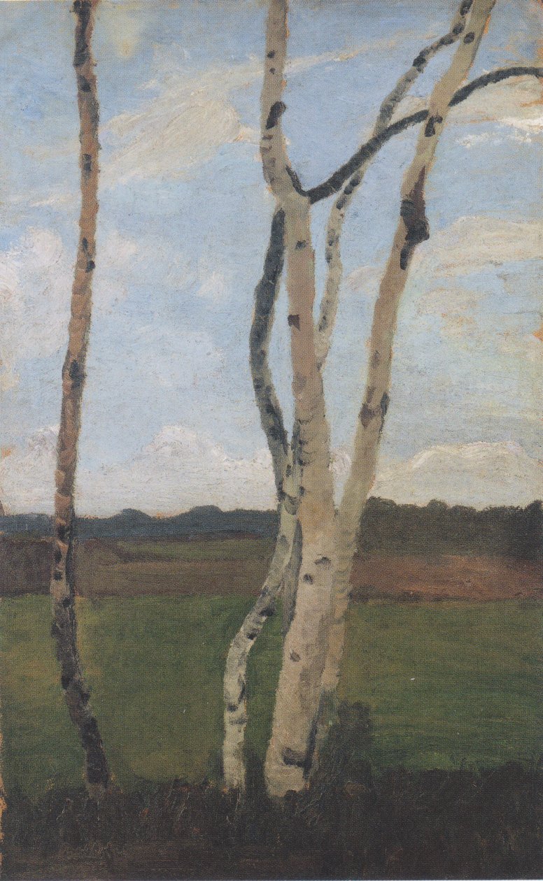 Birch Trunks in Front of Landscape by Paula Modersohn Becker