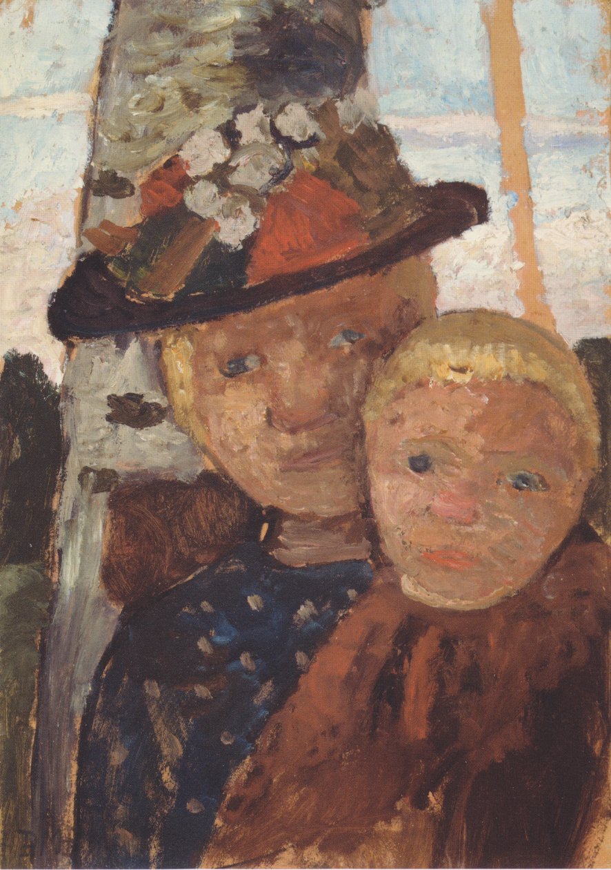 Bust of a Girl with Flower Hat and Boy by Paula Modersohn Becker
