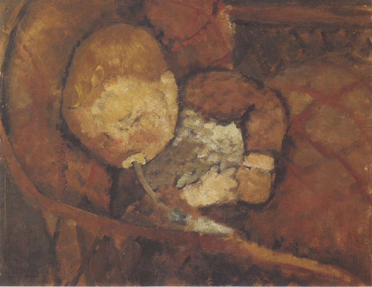 Child with Feeding Bottle in Cradle by Paula Modersohn Becker