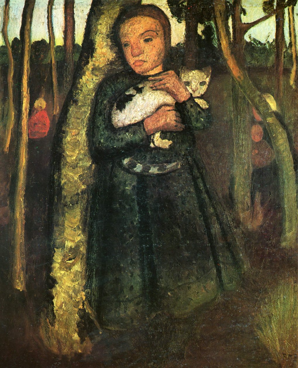 Girl with Cat in Birch Forest by Paula Modersohn Becker