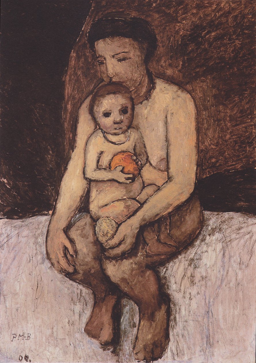 Seated Mother with Child on Lap by Paula Modersohn Becker