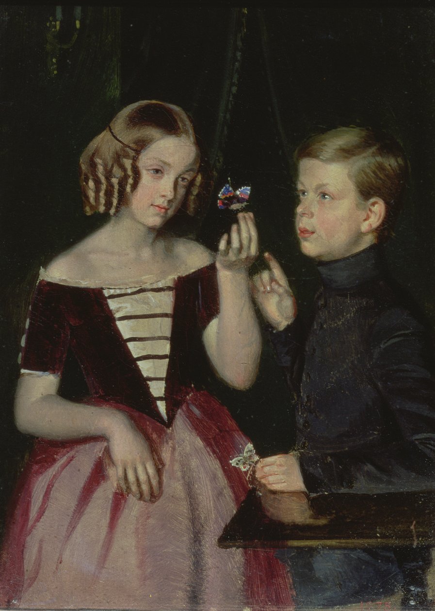 Portrait of Olga Ivanovna and Fedor Ivanov, 1851 by Pavel Andreevich Fedotov