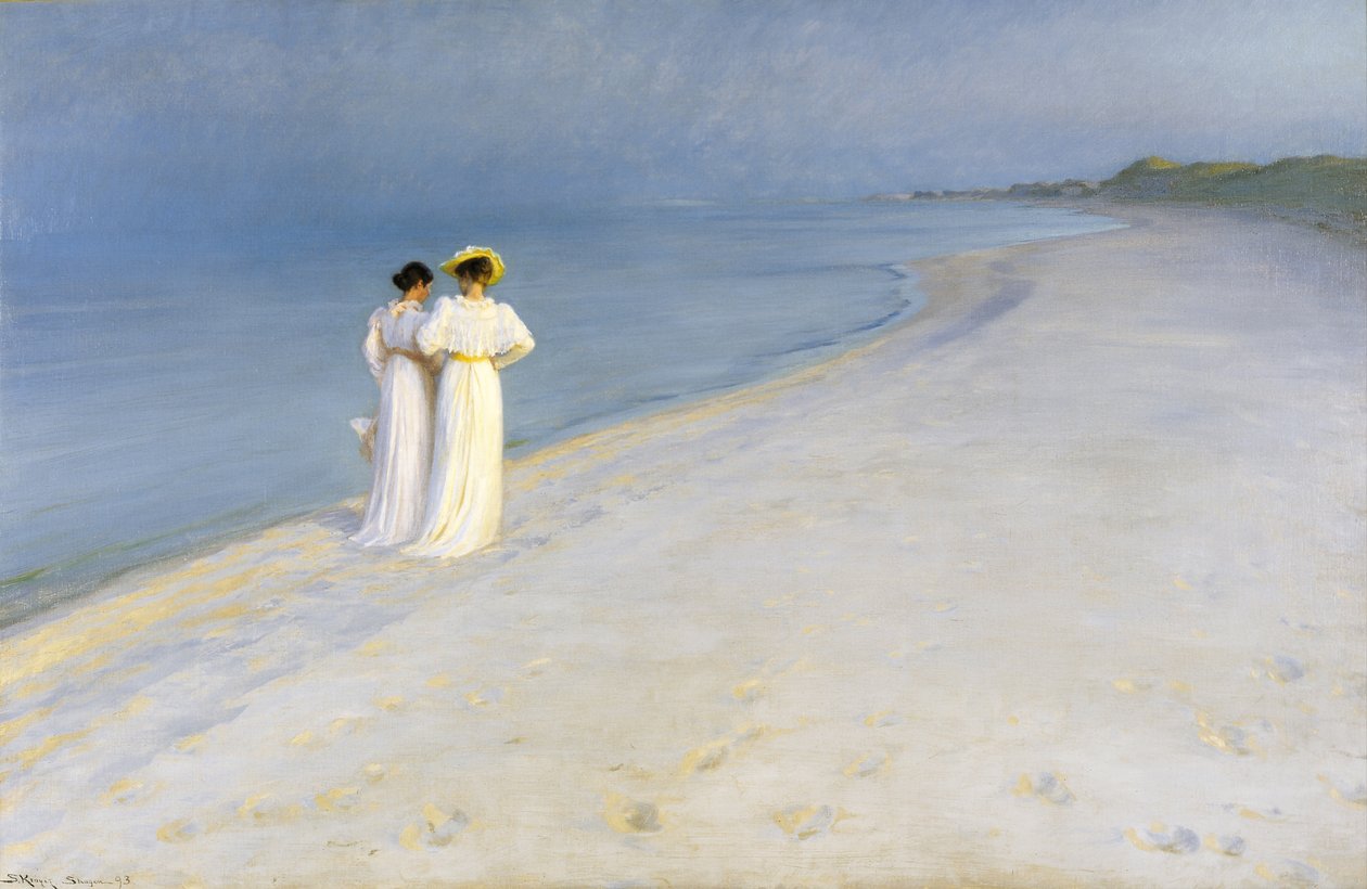 Summer Evening on Skagens Beach. Anna Ancher and Marie Krøyer Walking Together by Peder Severin Krøyer