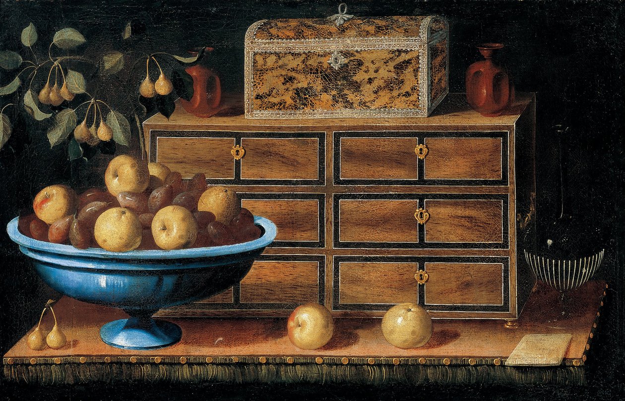 Writing Desk with a Small Chest and a Fruit Bowl by Pedro de Camprobín