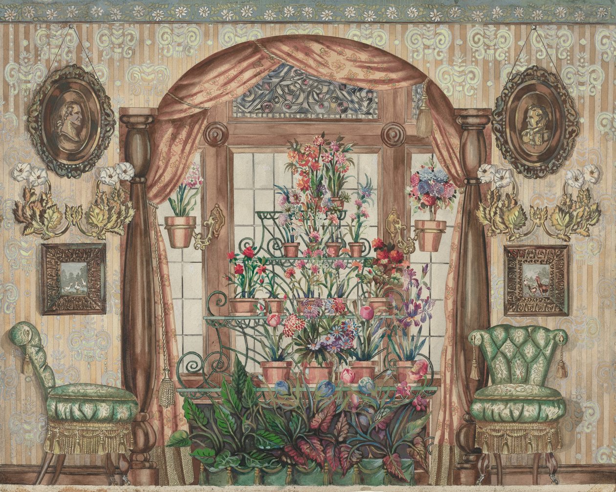 Conservatory Window with Flowers by Perkins Harnly