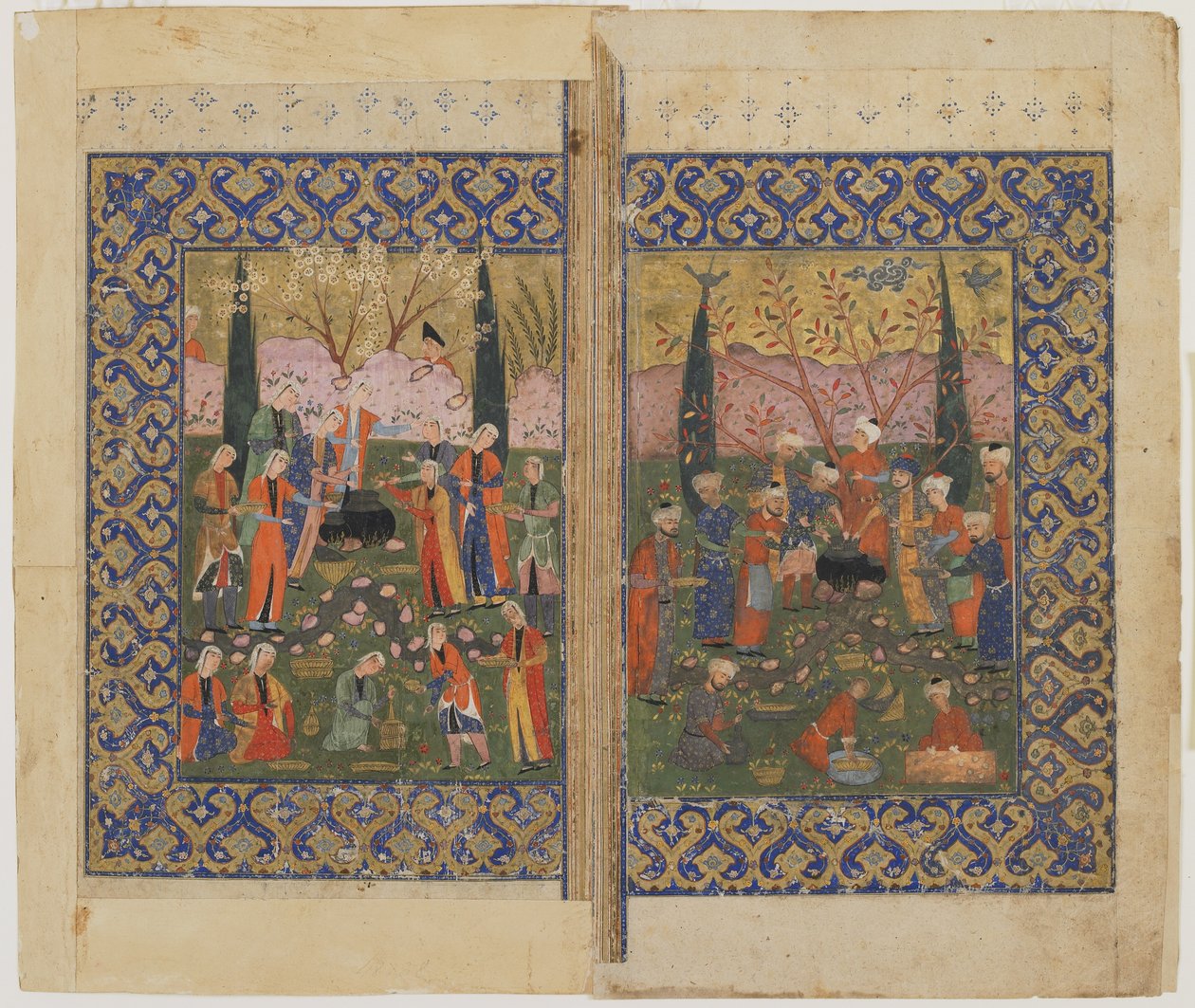 A picnic in a garden by Persian School