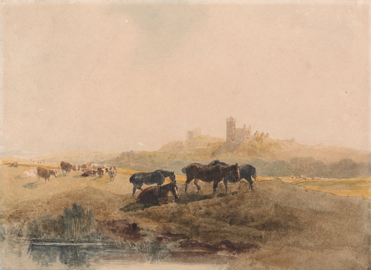 Horses Resting in a Meadow near Bolsover Castle by Peter de Wint