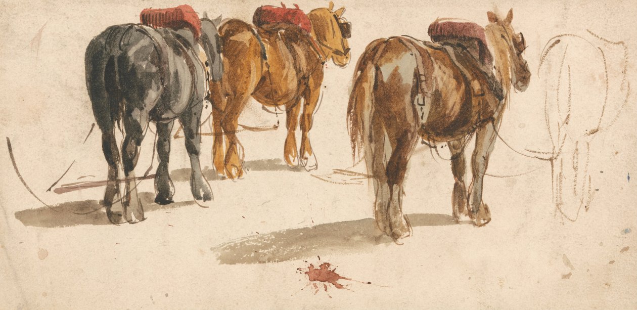 Three Cart-Horses in Traces by Peter de Wint
