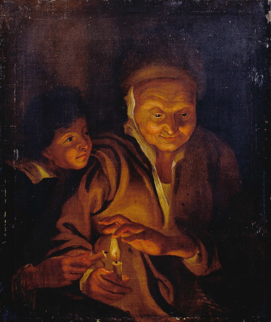 A Boy Lighting a Candle from One Held by an Old Woman by Peter Paul Rubens