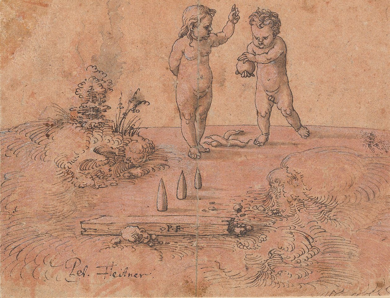 Two Children Playing with a Ball by Peter Flötner
