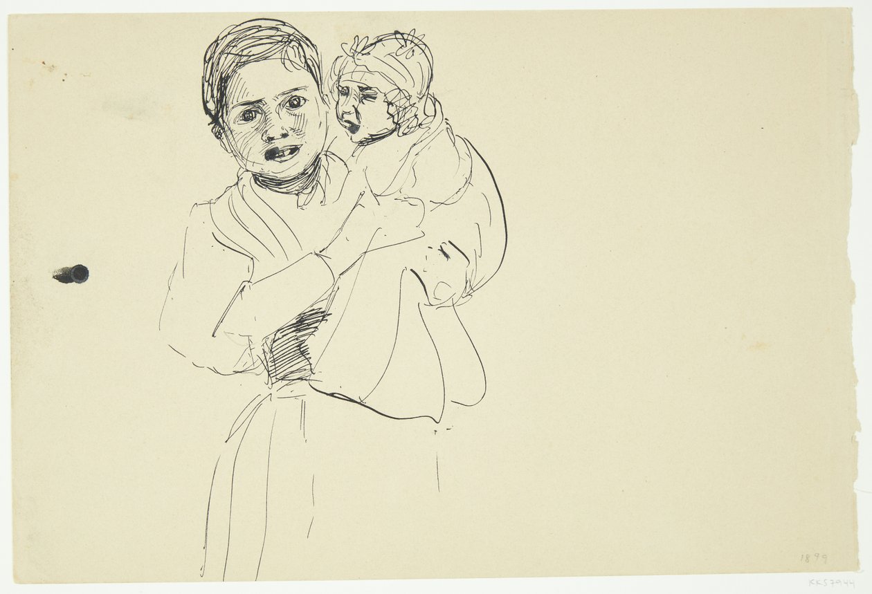 Italian Woman with Child in Arms by Peter Hansen