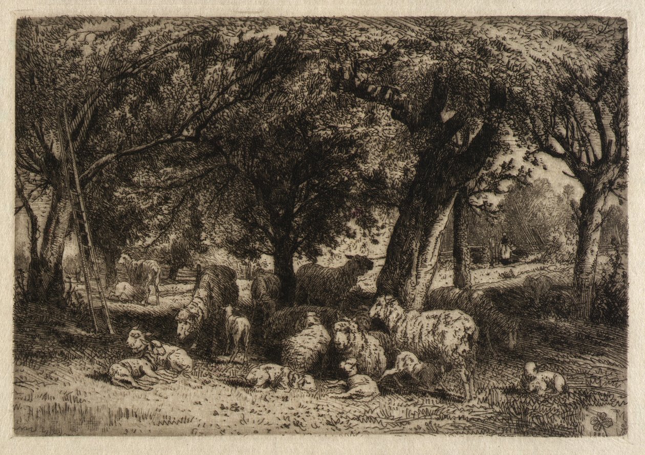 Sheep in an Orchard by Peter Moran