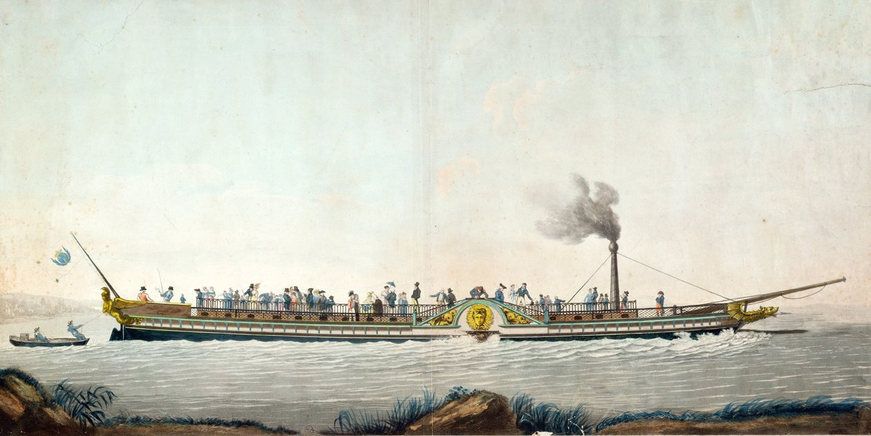 The Charles-Philippe, the First Steamboat Launched on the Seine, 20th August 1816 by Philibert Louis Debucourt