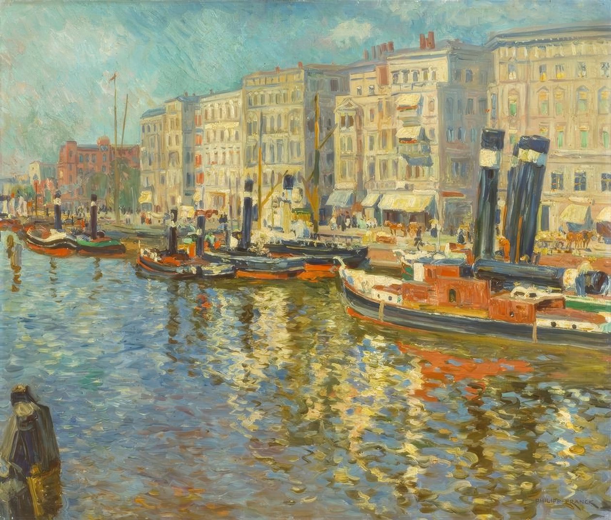 Stettin, Harbor (Painting by Philipp Franck) by Philipp Franck