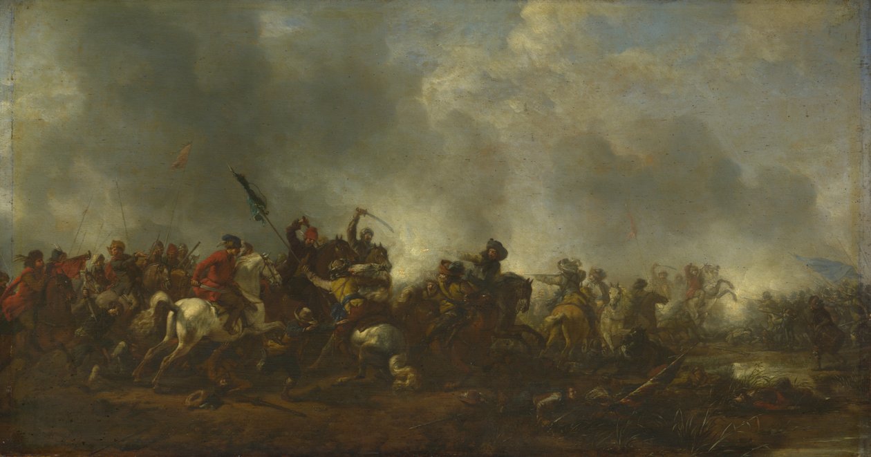 Cavalry attacking Infantry by Philips Wouwerman