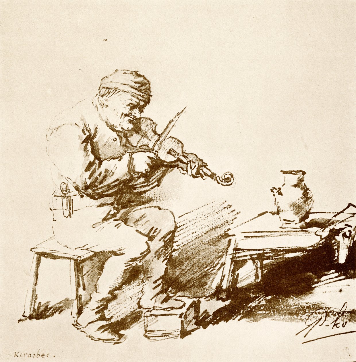 The Village Violinist by Phillips de Koninck
