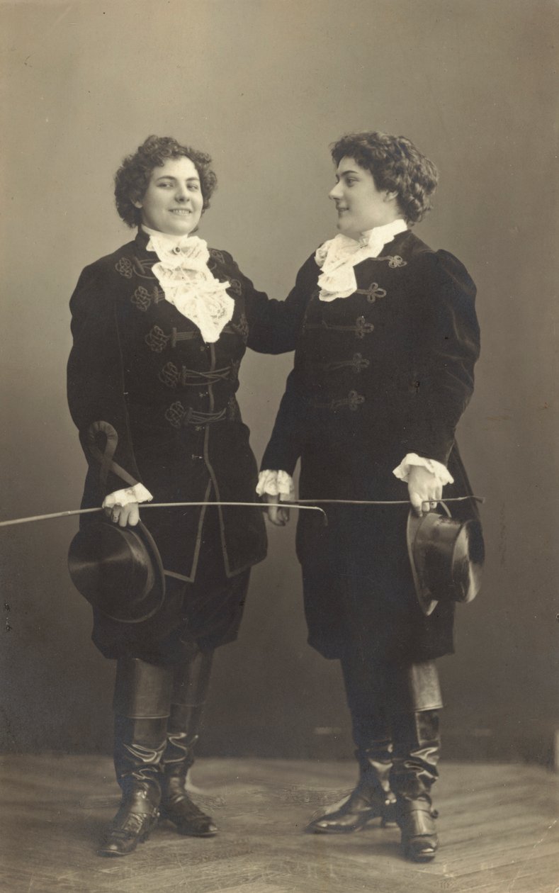 Two women in period costume by Photographer German